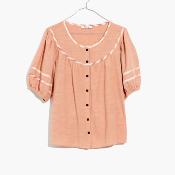 New Madewell Gingham Trimmed Yoke Top - Picture 3 of 5